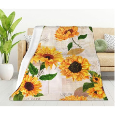 HGOD DESIGNS Akvarelės saulėgrąžos mesti antklodę derliaus gėlių spausdinti minkštos antklodės ir metimai 100x130cm