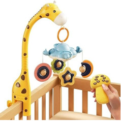 TUMAMA Mobilus kūdikio lovytė, 3 in 1 kūdikio lovos mobilus su nuotolinio valdymo pulteliu, projekcinė naktinė šviesa, muzikinis langelis, kūdikio lovos aksesuarai, sensorinis žaislas berniukams, mergaitėms, vaikams, dovana