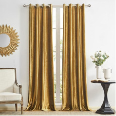 GIGIZAZA Gold Velvet užuolaidos 140 x 225 cm (plotis x ilgis), gyvenamasis kambarys Eyelet Grommet Blackout Šiluminė izoliacija Blackout langų užuolaidos miegamajame 2 skydai