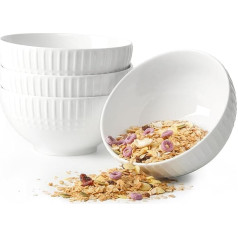 NUTRIUPS 15,5 cm dubenėliai kruopoms, 4 vnt., reljefiniai sriubos dubenėliai, 800 ml gilūs dubenėliai kruopoms, balti keraminiai dubenėliai virtuvėje, pusryčių dubenėliai, tinkami naudoti mikrobangų krosnelėje ir plauti indaplovėje