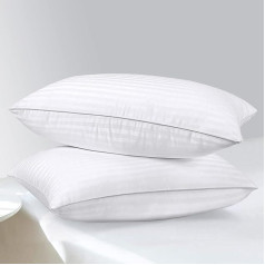 Pagalvė 80 x 80 cm, 2 pagalvių rinkinys, geriausia ergonomiška pagalvė nuo kaklo skausmo Pagalvė pagaminta iš 100 % minkšto satino, reguliuojamo aukščio, garantuotas užpildymo kiekis, hipoalerginė, skirta prabangiam miegui