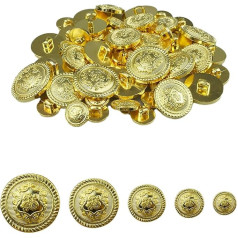 Pakuotė 70 aukso derliaus aukso sagos aukso sagos siuvimo sagos 25 mm 21 mm 18 mm 15 mm 12,5 mm švarkų kostiumų, uniformų ir švarkų sagos