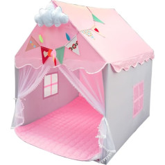 KORIMEFA Prinzessin Schloss Spielzelt für Mädchen Pop-Up rosa Spielzelt für Kinder mit Matte & Fahnen große Indoor-und Outdoor-Garten-Zelt