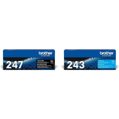 Brother TN-247BK tonerio kasetė, didelio našumo, juoda, XL ir TN-243C tonerio kasetė DCP-L3510CDW/L3550CDW, HL-L3210CW/L3230CDW/L3270CDW, MFC-L3710CW/L3730CDN/L3750CDW/L3770CDW, žydra spalva