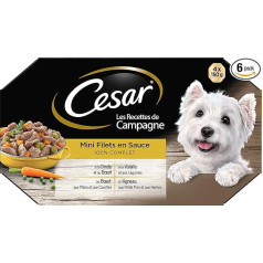 CESAR Mini filė padaže - 4 rūšys - Suaugusiems šunims - 4 x 150 g (x6)