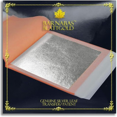 Barnabas Genuine Silver Leaf Transfer, 95 x 95 mm, 25 lapai, lapų kolekcija