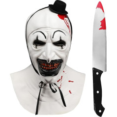 SINSEN Terrifier tipo klouno kaukė Scary Killer Clown Joker kaukė kostiumo aksesuaras Halloween Scary Cosplay suaugusiems vyrams moterims