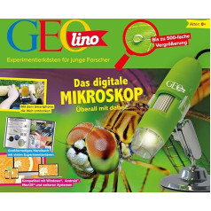 FRANZIS 67069 - GEOlino Skaitmeninis mikroskopas - bet kur su jumis, iki 500 kartų padidinimas, eksperimentų dėžutė jauniesiems tyrėjams nuo 8 metų