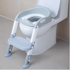 EGREE Potty Training Commode with Step Stool, Ladder for Kids and Toddlers Boys Girls Foldable Height Adjustable Kids Toilet Training Seat with Secure Handles and
