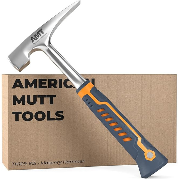 AMERICAN MUTT TOOLS Mūro plaktukas - 20 oz mūro plaktukas su ergonomiška rankena - akmens plaktukas Mūro plaktukas Blokų plaktukas Mūro įrankiai Akmens plaktukas Šiferio plaktukas Plytų mūro plaktukas
