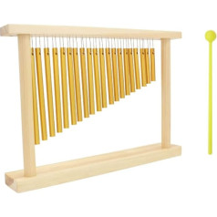 HEALLILY Bar Chimes 20 barų Stalo viršuje Nėriniai suknelės Vėjo varpai Perkusinis muzikos instrumentas su mediniu plaktuku Auksinis