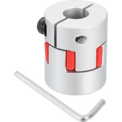 tiekimo žemėlapis D25 L30 5 mm bis 10 mm flexible Pflaumen-Schaftkupplung, Aluminium-Motoranschluss, flexible Spinnenkupplung für 3D-Drucker, CNC-Maschine und Servo-Schrittmotor (silberfarben/rot)