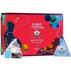 ETS Classic Collection arbatos dovanų rinkinys, 6 x 2 skirtingų rūšių ekologiškos arbatos: Vaisių arbata, žolelių arbata, žalioji ir juodoji arbata, arbatos degustavimo rinkinys ir dovanų dėžutė, 12 piramidinių maišelių, 12 piramidinių m