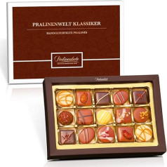 Pralinenbote Genussmanufaktur - Pralinenwelt Classic su 15 rankų darbo šokoladinių šokoladinių šokoladinių šokoladinių šokoladinių šokoladinių saldainių, pralinijų dovana