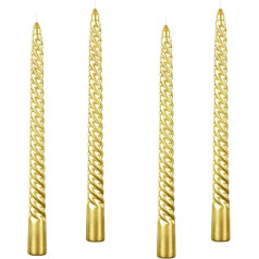 4 vnt. aukštas metalinis 25 cm metalinis be lašelių susuktos žvakės spiralinis kūginis kūginis spiralinis ilgas vaškinis bekvapis vakarienės žvakė Brithday Candle (4 spiralinis auksinis)