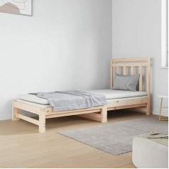 Homgoday Dienos lova Išskleidžiama sofa lova Sofa lova Dienos lova Sofa lova Svečių lova Sofa kušetė Medinė lova gyvenamajam kambariui 2 x (90 x 190) cm Pušies masyvo mediena