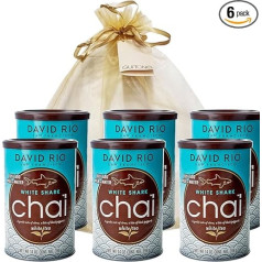 GUSTONE. David Rio dovanų rinkinys White Shark White Tea 6 x 398 g skardinės Chai Latte