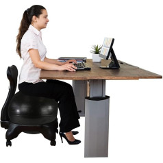 Balanso kamuolio kėdė Biuro gimnastikos kamuolys Rašomoji kėdė suaugusiems nėštumo metu, ergonomiška nugaros paramos jogos kamuolys kėdė, juoda Anti-Burst balanso kamuolys Rolling Stool, 300 svarų apkrova