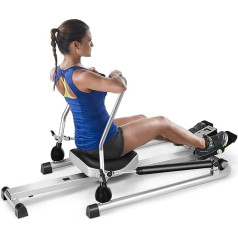 COSTWAY irklavimo treniruoklis namams, profesionalus hidraulinis irklavimo treniruoklis su rezistoriumi / LCD ekranu, 100 kg apkrova, 110 x 77 x 21 cm