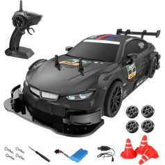Goolsky Nuotoliniu būdu valdomas automobilis 40 km/val. drifto automobilis 1/16 4WD 2,4 GHz nuolat kintamo greičio RC automobilio žibintai keičiamos drifto ir lenktynių padangos vaikų dovana vaikams suaugusiems juoda
