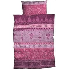 sesuo s. Flanelinė patalynė Indi 155 cm x 220 cm Berry Pink Oriental Ornaments Borders Bedding Set Modern Country House Italian Flair So Hip...