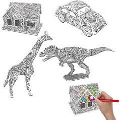 4 dalių 3D dėlionė spalvinimui, ZoneYan 3D spalvinimo dėlionių rinkinys, 