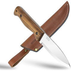 BPS Knives B1 CSH - Bushcraft peilis su odiniu dėklu - Stovyklavimo peilis - Lauko peilis iš anglinio plieno su ištisine geležte - Rankų darbo sandėliavimo peilis - Išgyvenimo taktinis peilis