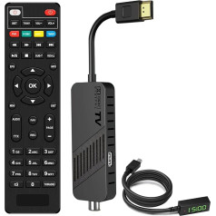 LEYF DVB-T2 imtuvas, Full HD 1080P HDMI TV Stick, paslėptas už televizoriaus, skaitmeninis ekranas, H265 HEVC pagrindinis 10 bitų, 2-in-1 universalus nuotolinio valdymo pultas, USB