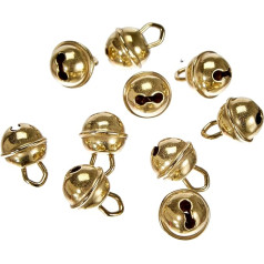 Rayher Metallglöckchen kugelförmig, aukso spalvos, 9 mm ø, Beutel 10 Stück, Schellen, Weihnachtsglöckchen, Deko Glöckchen, Glöckchen zum Basteln, 2503006