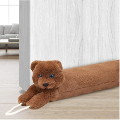 MAGZO Dekoratyvinis meškiukas Draught Excluder 93cm Poliesterio Draught Excluder audinys Šalčio triukšmo mažinimas Draught Excluder Brown