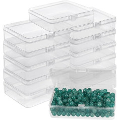 BELLE VOUS Maža plastikinė skaidri dėžutė su dangteliu (12 vnt.) - 11,2 x 8,3 x 2,8 cm mini plastikinės dėžutės mažiems karoliukams, tabletėms, juvelyriniams dirbiniams, varžtams, rūšiavimo dėžutei, amatų reikmenims