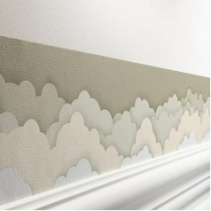 LOVELY LABEL Self-Adhesive Border for Children's Room - Wall Border Children's Room Baby Room 450 x 11,5 cm - Wallpaper Border as Wall Decoration Girls Boys Papercut Clouds Beige