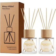 Dviejų nendrių difuzorių rinkinys, binca vidou Levandų vanilės aromato nendrių aliejaus difuzorių rinkinys su rotango imtuvais, skirtas biurui, vonios kambariui, svetainei 50ml