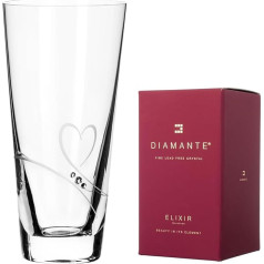 DIAMANTE Swarovski Crystal Romance kūginė vaza, rankomis šlifuota su Swarovski kristalais 20cm