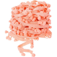 QUARKZMAN 10 jardų Pom Pom Ball Fringe Trim, juostelės siuvimo aksesuaras DIY amatai namų užuolaidų drabužių pagalvės apdaila (8 mm, koralų rožinė)