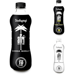 Sodapop Afri Cola Original Sirupas, 25 su papildomu kofeinu ir be cukraus, greitai ir lengvai paruošiamas, iš 1 buteliuko paruošiama 10 l paruošto gėrimo, 3 x 500 ml