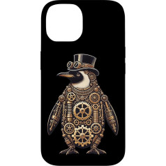 Hülle für iPhone 14 Viktorianischer Steampunk-Pinguin Vintage Mechanische Zahnräder Pinguin