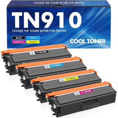 4 TN910 TN 910 tonerių pakuotė, suderinama su Brother TN910 TN-910 TN 910 HL-L9310CDW HL-L9310CDWT HL-L9310CDWT HL-L9310CDWTT MFC-L9570CDW MFC-L9570CDWT (juoda, žydra, geltona, purpurinė)