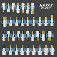 HAZET 163-407/35 Vidinio dantytumo profilio XZN briaunų-CV veržliarakčių rinkinys - padengtas CVD-ciniu