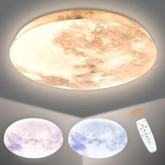 papasbox 36 W Skersmuo 29 cm Mėnulio lempos lubos Mėnulio lubų šviestuvas Vaikų kambario LED sieninis šviestuvas Lubų šviestuvas 3000-6500 K Dimmable su nuotolinio valdymo pultu IP40 Vandeniui atsparios sieninės lempos Virtuvės šviestuvas