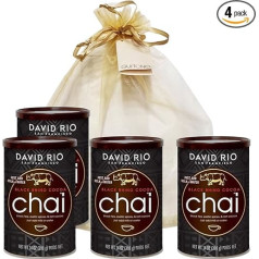 GUSTONE. David Rio Black Rhino kakavos dovanų rinkinys 4 x 398 g skardinės Chai Latte