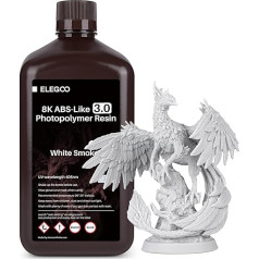 ELEGOO 8K ABS tipo derva 3.0, LCD ultravioletinių spindulių greitoji derva, didelio tikslumo, ne trapi, padidinto stiprumo ir tvirtumo, skirta LCD/DLP 3D spausdintuvui, fotopolimerinė derva, baltas dūmas, 2000 g