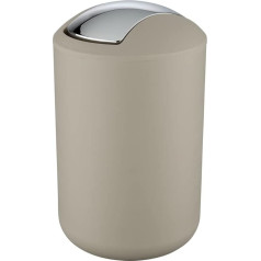 WENKO Brasil Taupe L Swing Top Bin - Kosmetikos dėžutė - visiškai atspari dužimui, talpa 6,5 l, plastikas (TPE), 19,5 x 31 x 19,5 cm, Taupe