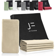 JF.kitchen® 12 medžiaginių servetėlių su lankstymo instrukcijomis (anglų kalba negarantuojama), pagamintos iš ypač aukštos kokybės medvilnės, 40 x 40 cm (smėlio spalvos)