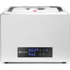 HENDI Sous-Vide prietaisas, Sous-Vide viryklė, su 4 dalių tarpine, vakuuminis maisto ruošimas vandens vonelėje, temperatūros diapazonas: nuo 35 °C iki 90 °C, GN 2/3, 13 l, 230 V, 400 W, 363 x 335 x (H) 290 mm, nerūdijantis plienas