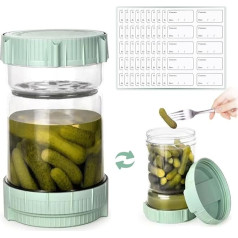 PILSAMAS Kimchi agurkų stiklainis su 100 etikečių, 1500 ml dideli stiklainiai su užsukamu dangteliu, Kimchi konteineris, stiklainiai rūgštiems agurkams, prieskoniniams agurkams, Jalapenos rūgštiems agurkėliams konservuoti