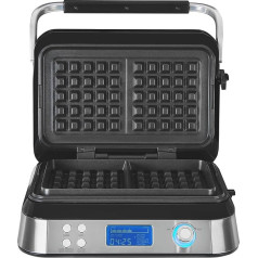 GUTFELS vaflinė WAFFLE 5010 | Vaflinė belgiška vaflinė 1600 W | Laikmatis | Ekranas | Dviguba vaflinė su kabelio vyniotuvu | Juodos spalvos