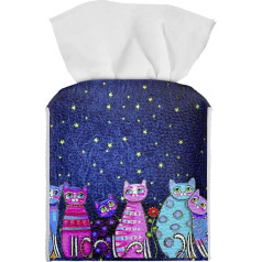 Poceacles Galaxy Cat Tissue Box PU odos kvadratinių audinių dėžutės laikiklis vonios kambario šurmulio stalviršiui biuro automobilis 