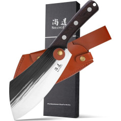 SHANGDAO virėjo peilis - 19 cm patobulintas serbiškas virėjo peilis, mėsos pjaustymo peilis su dėklu su dėklu Pilno Tang virtuvės pjaustymo peilis namams, stovyklavietei, BBQ kepimo peilis