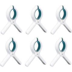 Rankšluosčių klipai paplūdimio kėdei 6 Pack Large Sun Lounger Towel Clips Strong Hold Non-Slip Towel Clips for Sun Lounger Washing Line Laundry Pool Chairs Sun Lounger (Blue)